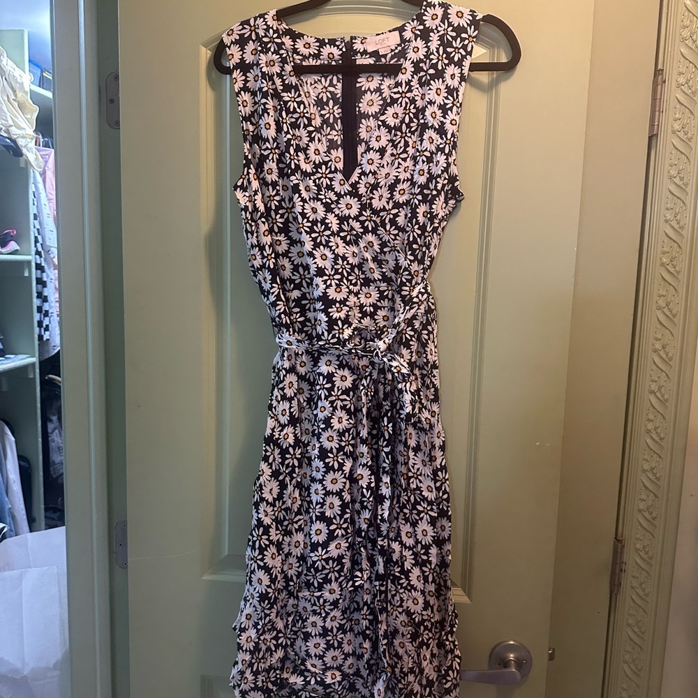 LOFT Black and White Floral Dress